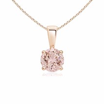 Angara Natural 5mm Morganite Pendant Necklace in 14K Rose Gold for Women - £273.99 GBP