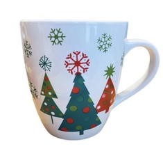 Jumbo Ceramic Walmart Christmas Winter Trees Red Green Coffee Hot Cocoa ... - £14.12 GBP
