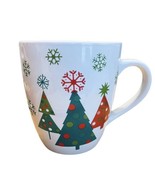 Jumbo Ceramic Walmart Christmas Winter Trees Red Green Coffee Hot Cocoa ... - £14.09 GBP
