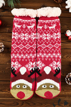 Fiery Red Christmas Flake Thermal Socks - $173.84 MXN