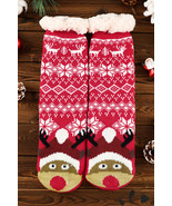 Fiery Red Christmas Flake Thermal Socks - $173.84 MXN