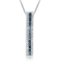 0.70 Ct Baguette &amp; Simulated Diamond Bar Pendant Necklace 925 Sterling Silver - £56.71 GBP