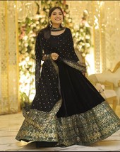 Black Color Heavy Zari Work Anarkai Suit Gown Indian Wedding, Suit Dress - $65.00