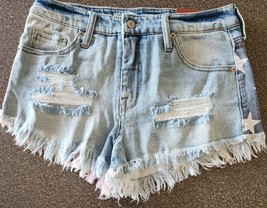 Mossimo Supply Co.™ ~ Size 2 ~ Red White Blue Frayed Hemline ~ Distressed Shorts - £17.54 GBP
