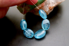 5 New Genuine Aaaa+ Deep Blue Rare Brazilian Aquamarine Oval Xl Beads ~ 20.20cts - $53.30