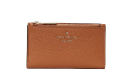 New Kate Leila Small Slim Bifold Wallet Pebble Leather Warm Gingerbread - £41.68 GBP