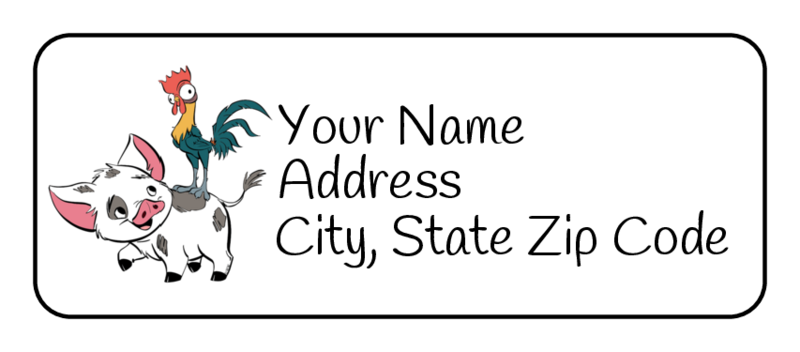 Pua & Hei Hei Return Address Labels, Stickers, Personalized, Disney, Tags (30)