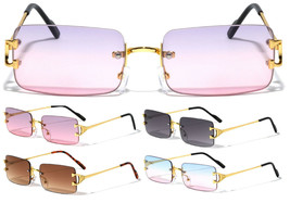 Slim Rimless Rectangular Square Sunglasses Classic Casual Retro Designer Fashion - $9.95