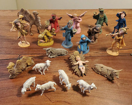 Vintage Hard Plastic Set of Twenty (20) Nativity Figures Made In Italy - £63.26 GBP