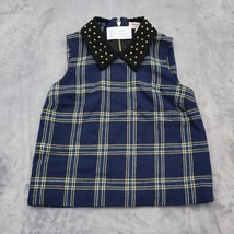 Juicy Couture Shirt Womens 4 Blue Plaid Sleeveless Studded Collar Casual Blouse - £15.79 GBP