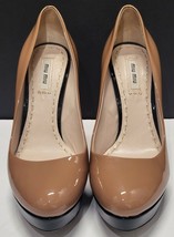MIU MIU Patent Leather Round Toe Platform High Heels Pumps 37.5 - £193.84 GBP