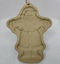 Brown Bag Cookie Art Mold Santa Claus Stars Giant Stamp Gift Ceramic Vtg... - $14.68