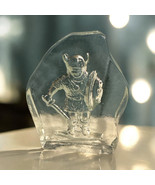 Vtg Swedish Handmade Etched Crystal Art Glass Viking Warrior Paperweight... - $51.41 CAD