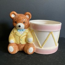 Vintage Relpo Ceramic Baby Nursery Decor Planter Drum Anthropomorphic Bear - £13.63 GBP