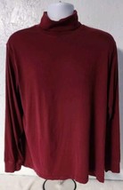 Lands End Turtleneck Super-T Shirt Mens Sz L Long Sleeve Maroon Burgundy Cotton - $23.74