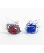 Glass Fish Ornaments Blue and White Swirl Red and Blue Swirl Small 2&quot; X ... - £7.64 GBP