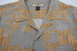 GORGEOUS Tommy Bahama Gray With Orange and Yellow Palms  Hawaiian Shirt L - £42.65 GBP