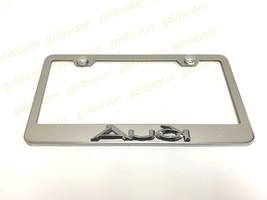 3D AUDI Badge Emblem Stainless Steel Chrome Metal License Plate Frame Ho... - £18.19 GBP