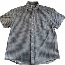 Kennington Men’s Shirt XL Short Sleeve Geometric Design Blue Button Down - $11.87