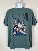 Uniqlo Blue Ancient Japan Samarai T Shirt Short Sleeve Mens Medium M - £10.54 GBP