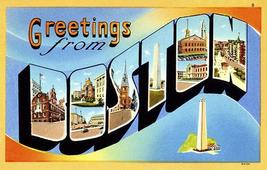 Greetings From Boston, Massachusetts - 1930&#39;s - Vintage Postcard Poster - £26.37 GBP