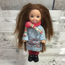 VTG 90s Barbie Little Sister Kelly Chelsea Friend Doll Brunette Dressed Warm - £9.46 GBP