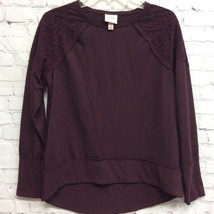 Knox Rose Womens Pullover Sweatshirt Burgundy Long Sleeve Stretch Lace T... - $12.79