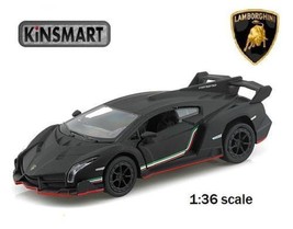 New Brand 5&quot; Lamborghini Veneno Diecast Model Toy Car 1:36 Matte Black USA Selle - $17.96