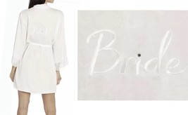 NEW Secret Treasures White Satin Embroidered Bride Wedding Robe Lace Tri... - $18.99