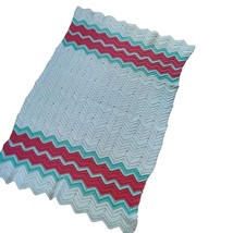 Handmade Pink White Green Crib Bedding Baby Girl Blanket Crochet Chevron - £19.78 GBP