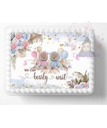 Twin Bearly Wait Teddy Bear Edible Image Cake Topper Baby Shower, Frosti... - $24.50 CAD