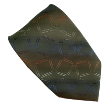 Pierre Cardin Necktie Green Geometric Shapes Necktie Silk Tie  - £7.60 GBP