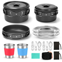 Odoland 15pcs Camping Cookware Mess Kit, Non-Stick Lightweight Pots Pan ... - $2,325.67 MXN
