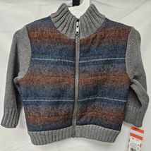 New Toddler Boys' 12M Quilted and Knit Zip-Up Sweater - Cat & Jack Blue/Brown image 2