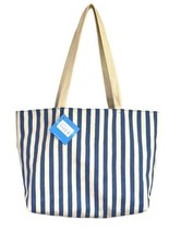 NEW Yankee Candle Summer Tote Beach Book Bag Blue White Striped Lined NO CANDLES - £8.46 GBP