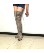 Amazing Grey Laser Cut Suede Leather OTK Boots Summer Festival Boots Lea... - €172,18 EUR