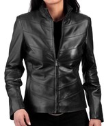 Women&#39;s Genuine Lambskin Real Leather Motorcycle Slim fit Biker Jacket -... - £103.66 GBP