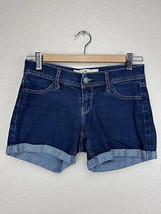 HOLLISTER Womens Denim Cuffed Bottom Jean Shorts Size 7 High Rise - $13.86