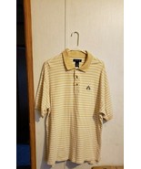 Izod 100% Cotton Short Sleeve Yellow and White Striped Polo Shirt X-Large - £8.57 GBP