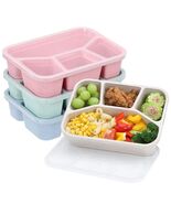 Buluker 4-Pack Bento Lunch Box Set 4-Compartment Microwave Safe - $16.66 CAD
