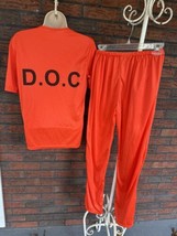 2 Piece Halloween Costume Orange Jail Prison Outfit Dept Corrections Pants Shirt - £14.98 GBP