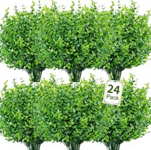 24 Bundles Artificial Greenery Stems Fake Plants Outdoor Uv Resistant Faux - £27.38 GBP