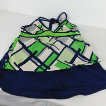 Zeroxposur Swimsuit Womens 14 Tankini &amp; Skirtini Set Blue Green Gray White Tie - £11.60 GBP