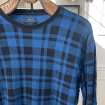 Polo Ralph Lauren Blue Black Plaid Long Sleeve Thermal Shirt XL - $375.67 MXN