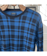 Polo Ralph Lauren Blue Black Plaid Long Sleeve Thermal Shirt XL - €17,30 EUR