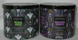 Bath &amp; Body Works 3-wick Candle Lot Of 2 Halloween Haunted Nights &amp; Wicked Apple - £50.80 GBP