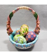 Jim Shore Heartwood Creek Hunting Bunny Easter Basket with 5 Eggs Decor - €30,57 EUR