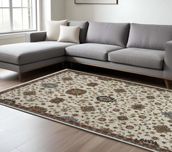 6&#39; X 9&#39; Beige Rust Red Blue Gold And Grey Oriental Power Loom Stain Resistant Ar - $688.99