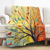 Colorful Tree Blanket Gifts For Women Girls Mom, Psychedelic Forest With Birds D - £38.05 GBP
