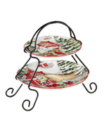 Horse Family Barn Homestead 37294 Ceramic 2 Tier Server 7&quot; &amp; 9&quot; Susan Wi... - $933.12 MXN